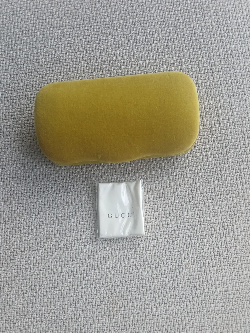 GUCCI Velvet Eyewear Case in Olive Green with Blue Interior